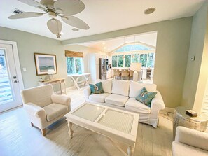 Smart TV, fireplace, toys