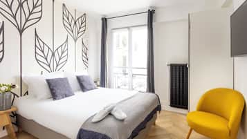Estudio Confort, baño privado | 1 dormitorio, caja fuerte, tabla de planchar con plancha
