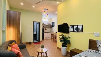 Premium bedding, pillow-top beds, desk, laptop workspace