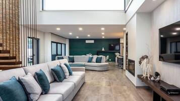 TV, fireplace, table tennis