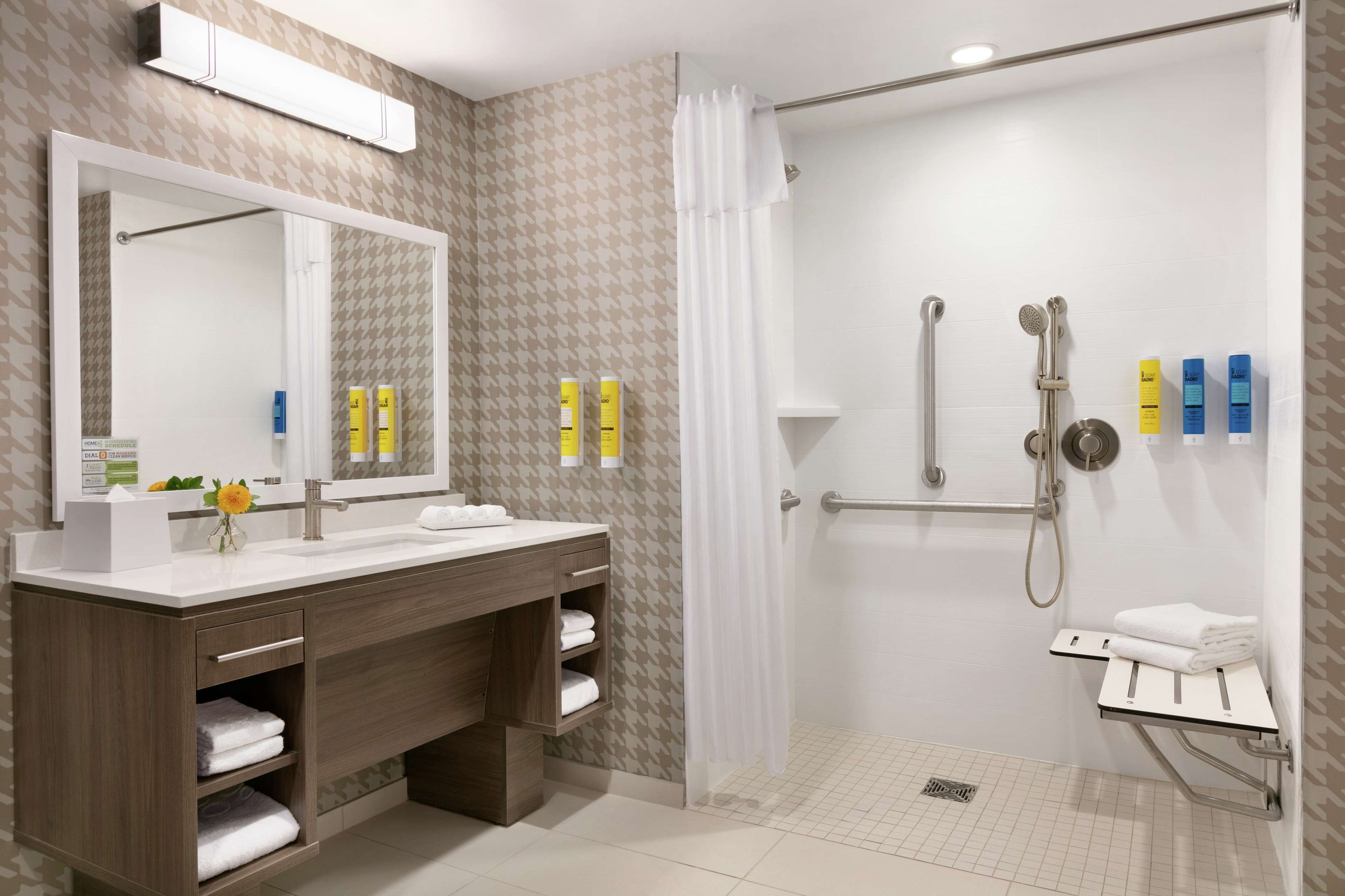 suite, 1 king bed, accessible (roll-in shower) | bathroom shower