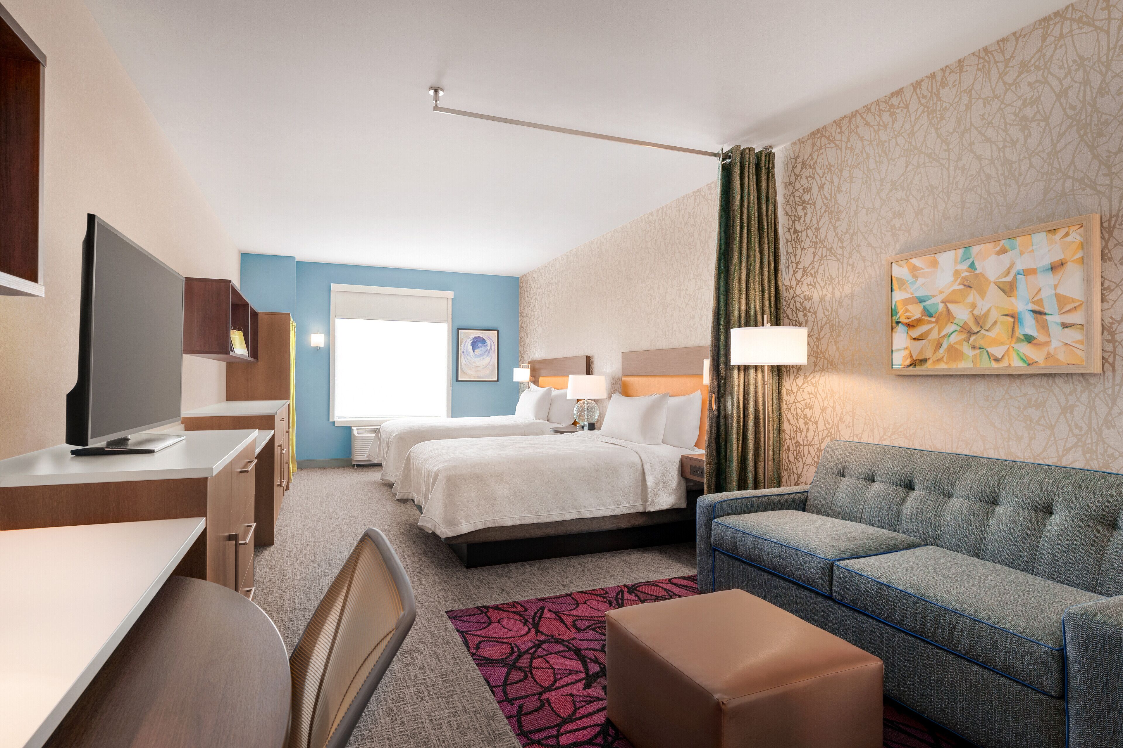 studio, 2 queen beds, non smoking | desk, laptop workspace, blackout curtains, iron/ironing board