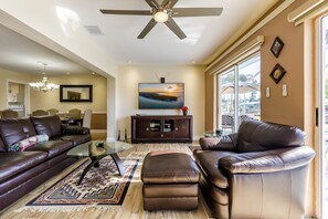 TV, DVD player, books