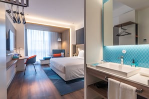 In-room safe, desk, laptop workspace, blackout drapes