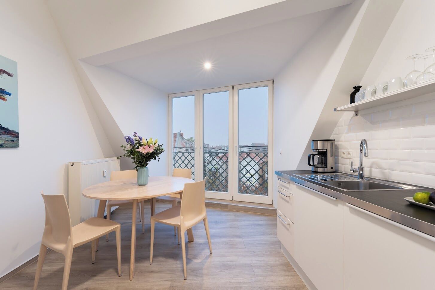 Attic Apartment with City View | Private kitchen | Fridge, oven, stovetop, dishwasher