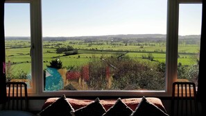 Chambre Triple Panoramique, 3 lits une place, salle de bains commune, vue colline | Vue de la chambre