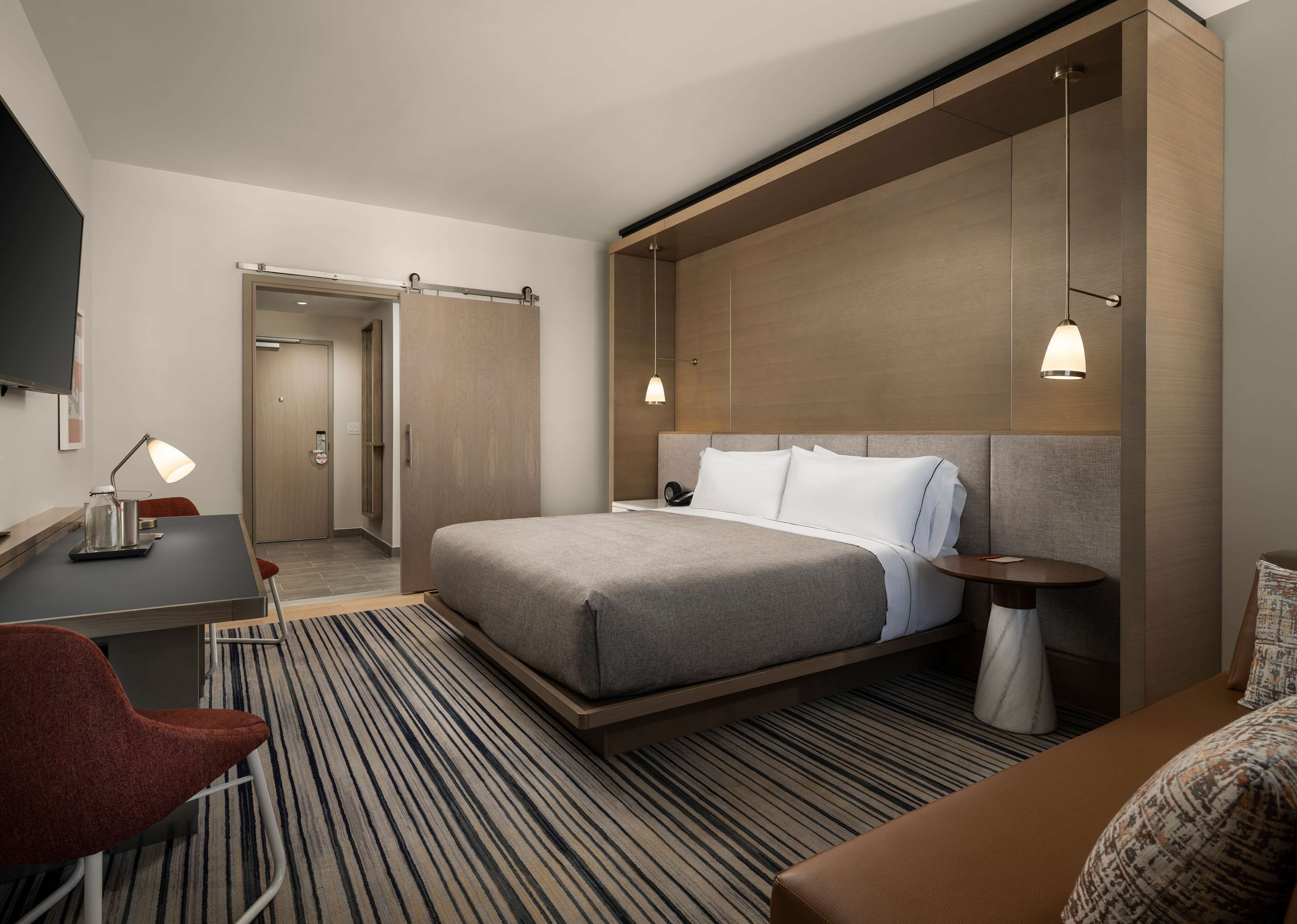 1 bedroom, desk, laptop workspace, blackout curtains