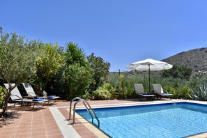 Outdoor pool, pool loungers