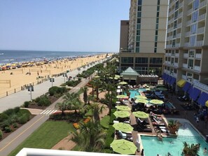 On the beach, beach towels