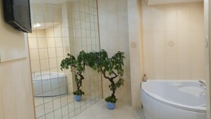 Bañera y ducha independientes, bañera profunda