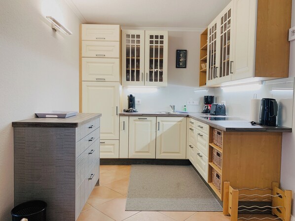 Kühlschrank, Mikrowelle, Herdplatte, Geschirrspüler