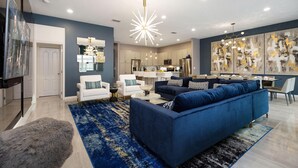 House, Multiple Beds (ST003V: 10 Bed, Monsters Inc, Dinosau) | Living room | Flat-screen TV, fireplace, video games, table football - St003v: 10 Bed, Monsters Inc, Dinosaurs- Jurassic (Davenport)