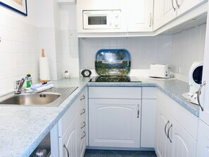 Kühlschrank, Mikrowelle, Herdplatte, Geschirrspüler