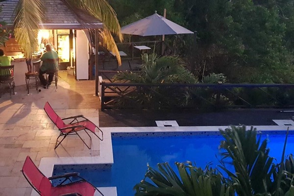 The courtyard also features an outdoor kitchen