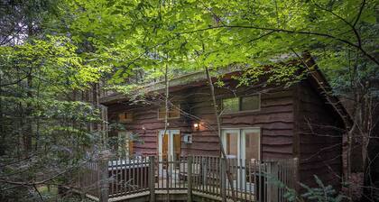 Hot Tub in the treetops with Timber Framed 2 bedroom cabin hidding in the woods