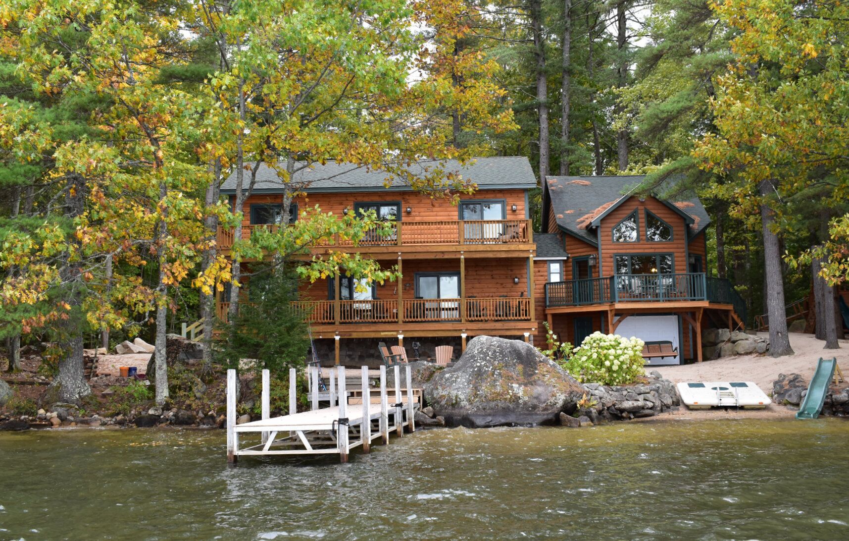 Lake side of cabin.