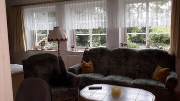 Fernseher, DVD-Player, Bücher, Stereoanlage