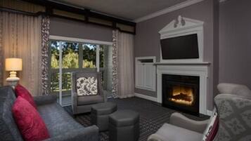 TV connectée, cheminée, jeux vidéo, lecteur de DVD