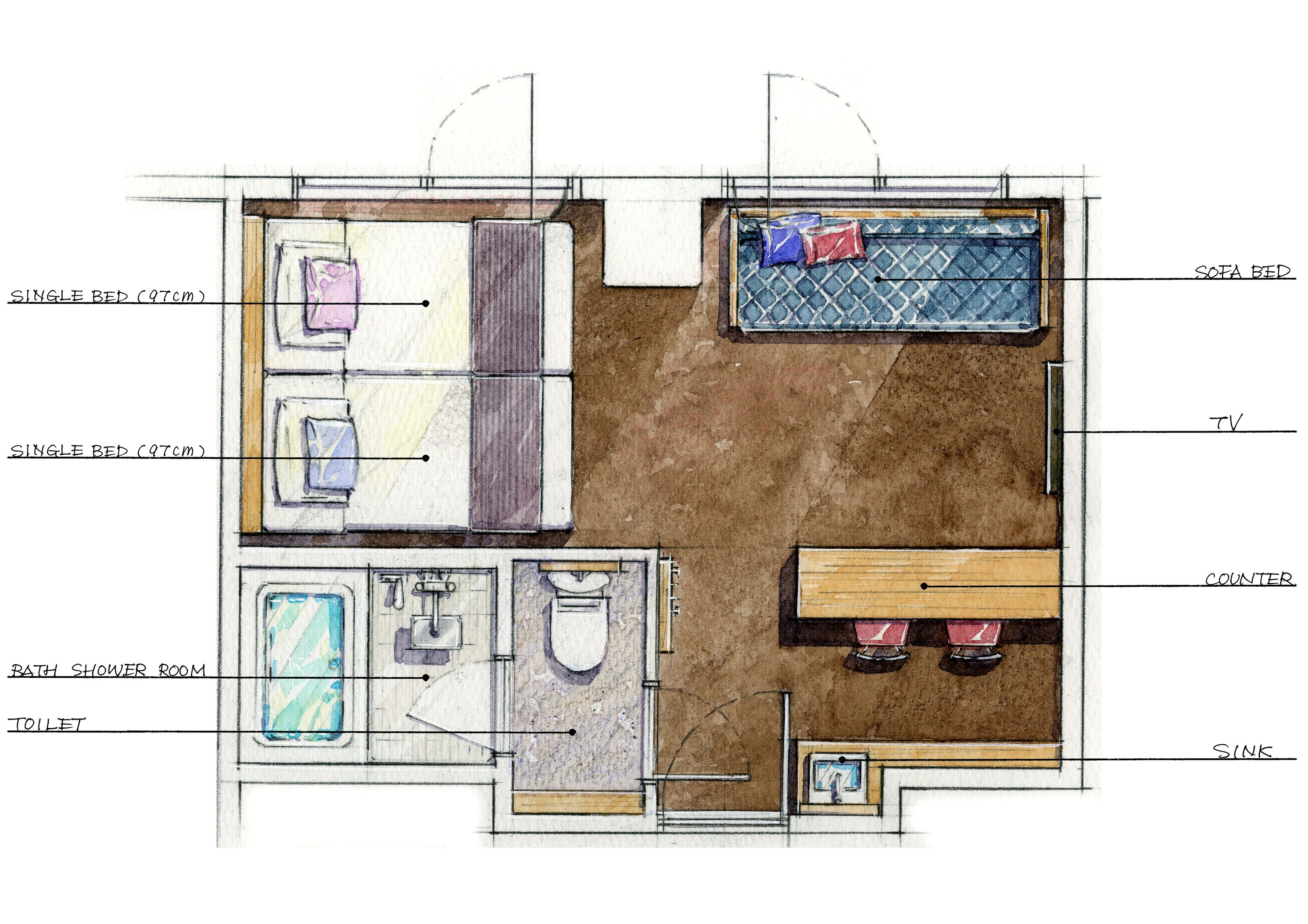 deluxe twin room, non smoking | 1 bedroom, down duvets, desk, blackout curtains