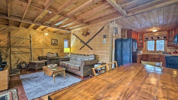 TV, fireplace, DVD player, books