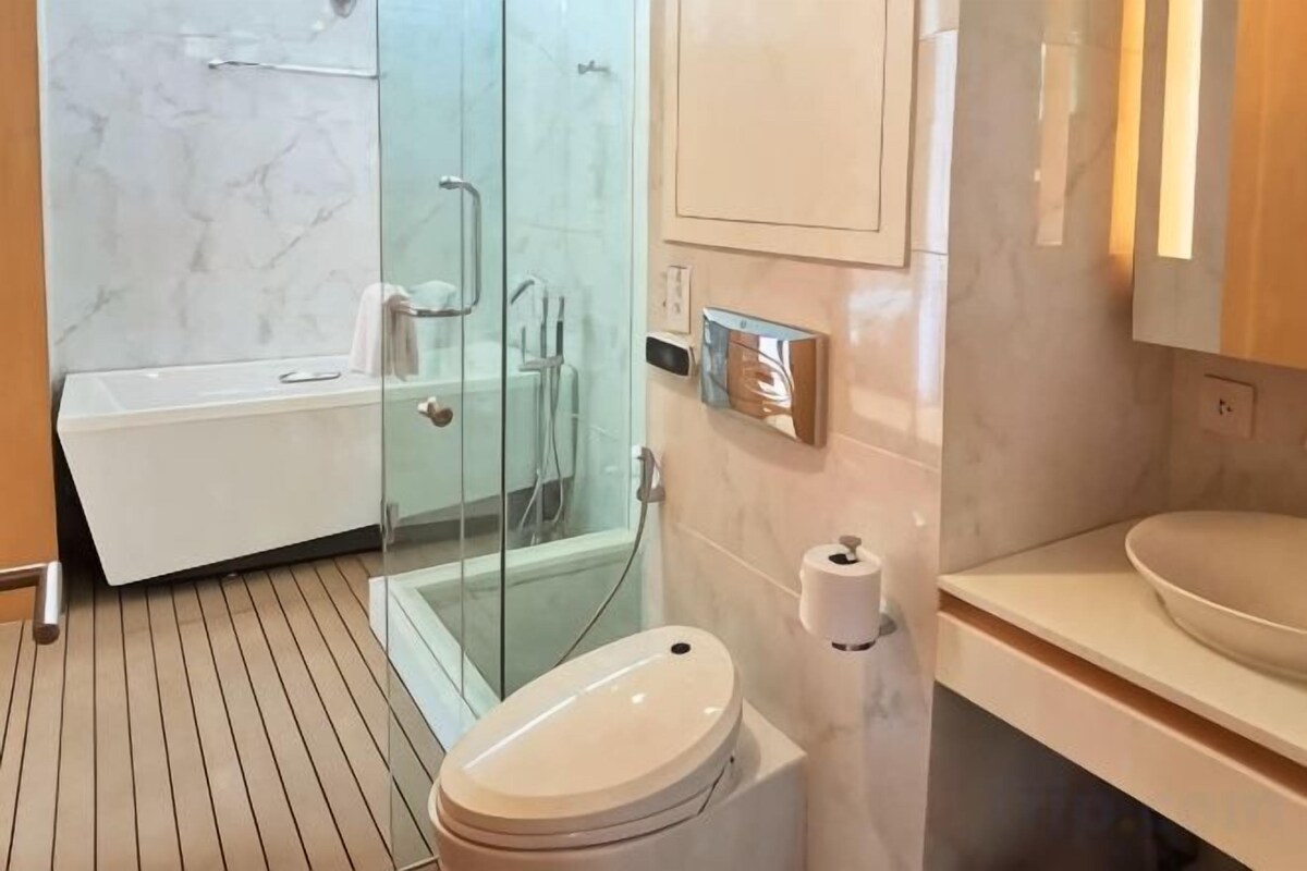 Bathroom | Shower, free toiletries, bathrobes, slippers
