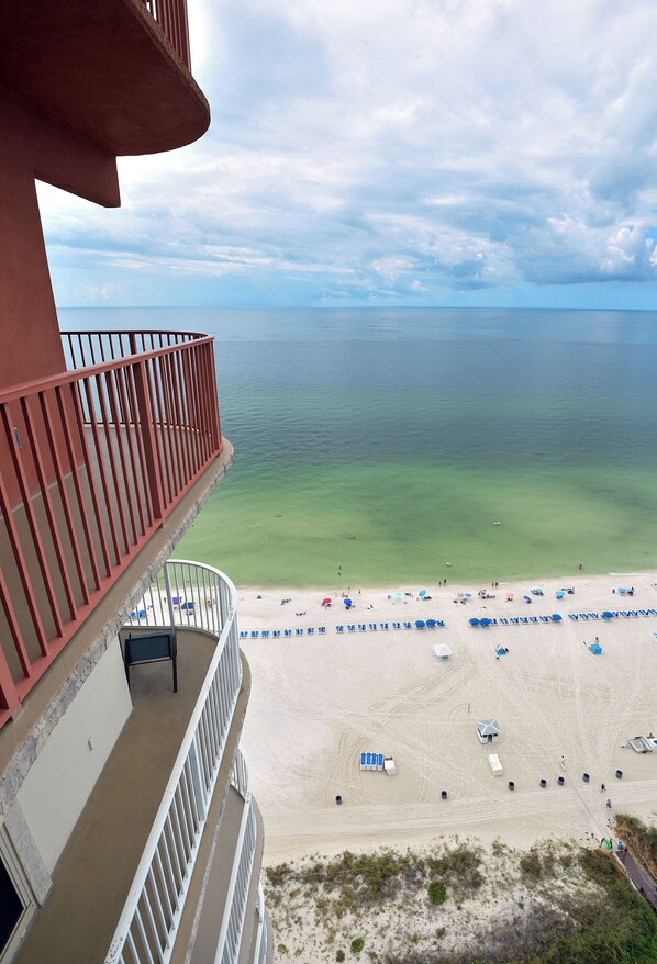 On the beach, sun loungers - Ocean Front!!!  Two bedroom plus bunk beds. Walk right out to the Beach!!! (Panama City Beach)