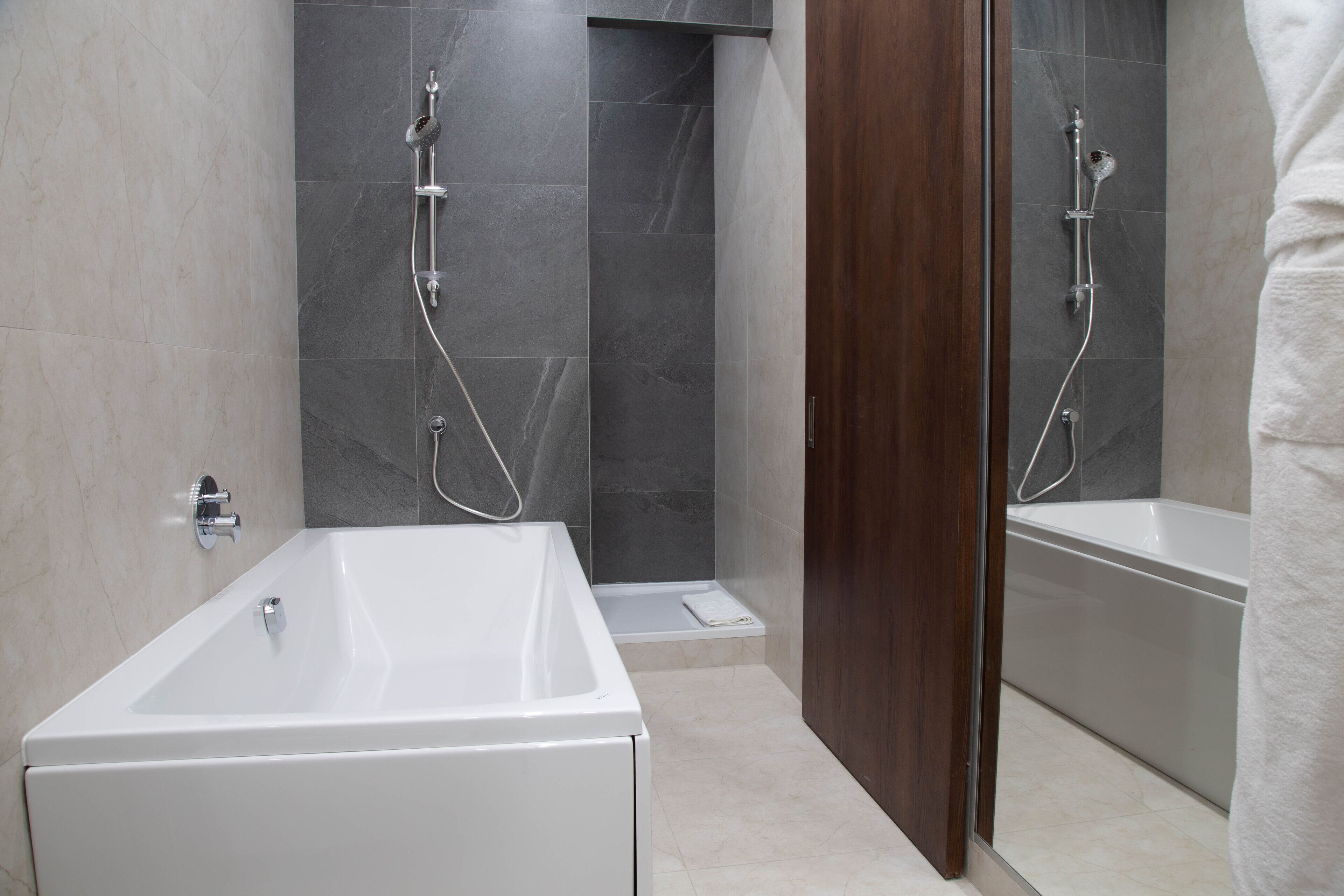 luxury room | bathroom | free toiletries, hair dryer, slippers, towels