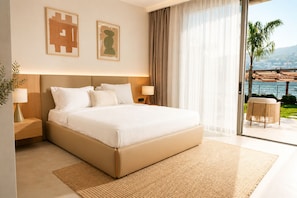 Habitación doble superior, para no fumadores, vista al mar | Ropa de cama de alta calidad y caja de seguridad en la habitación 