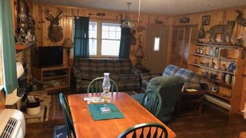 Smart TV, fireplace, DVD player