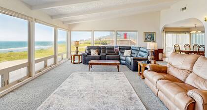 Oceanfront Home on the Bluffs w/ Hot Tub, Sunroom & Private Beach Access