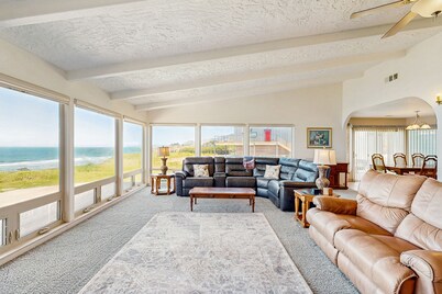 Oceanfront Home on the Bluffs w/ Hot Tub, Sunroom & Private Beach Access