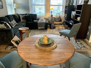 Smart TV, DVD player, books, music library