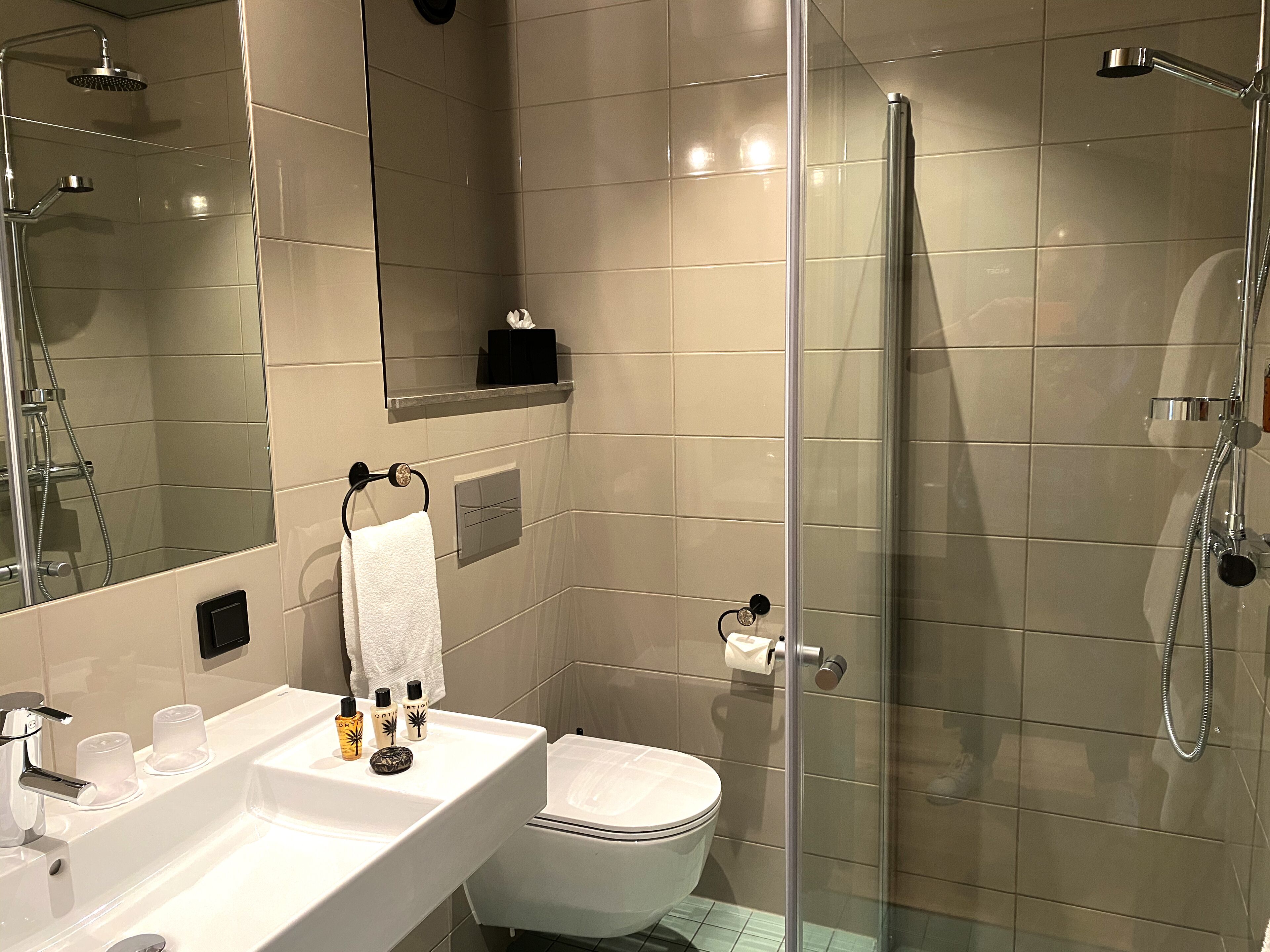 free toiletries, hair dryer, towels, soap