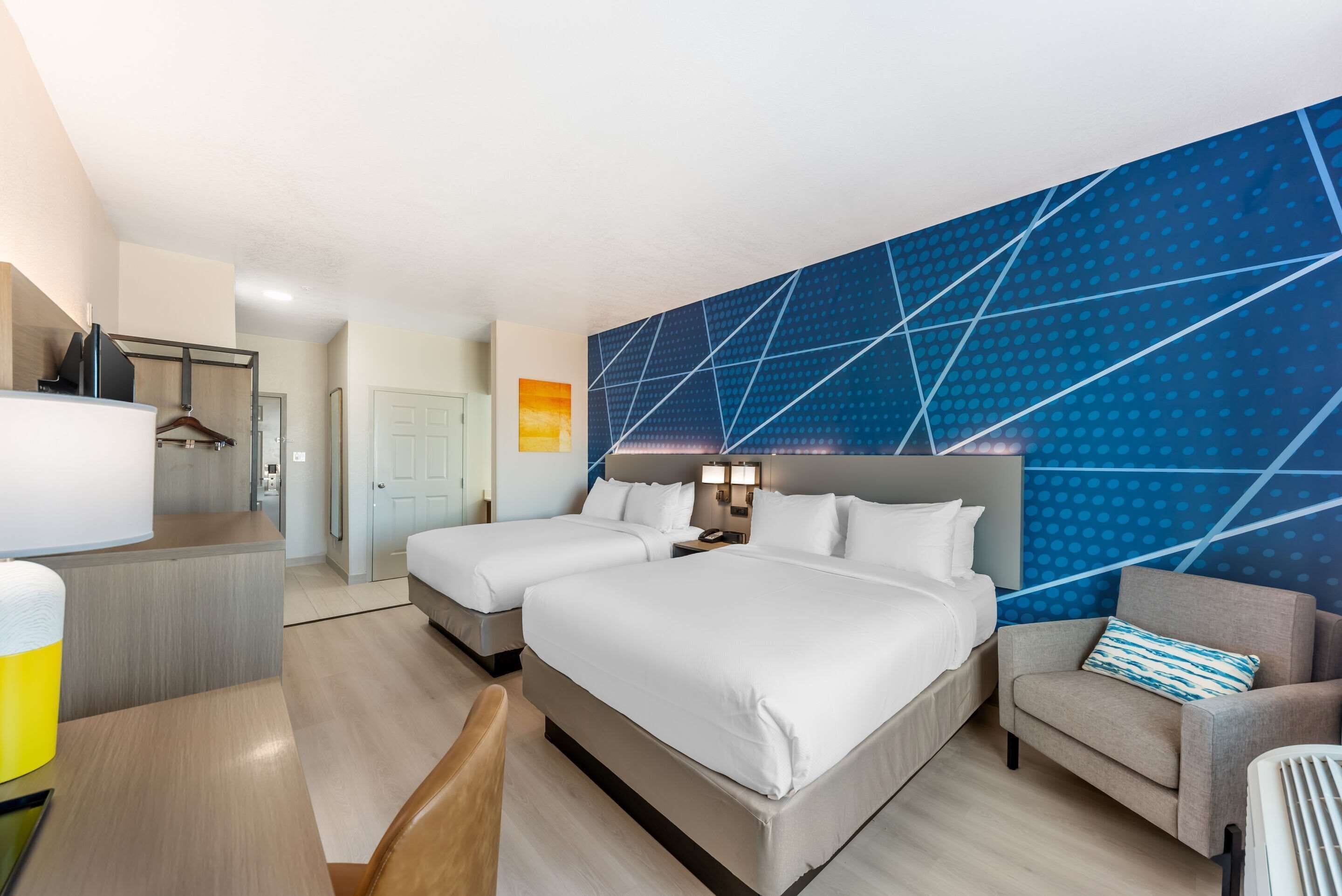 standard room, 2 queen beds, non smoking | desk, laptop workspace, blackout curtains, iron/ironing board