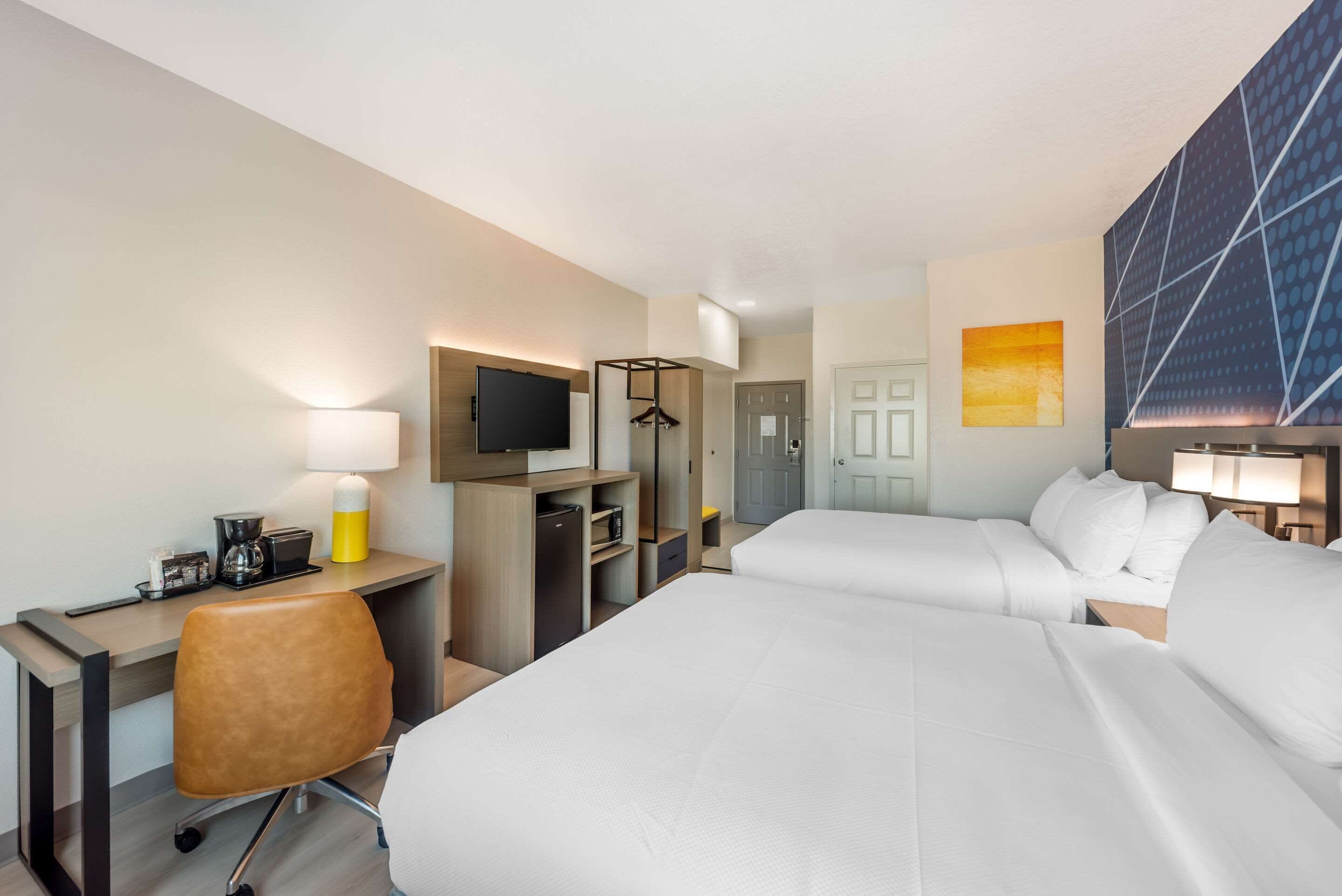 standard room, 2 queen beds, non smoking | desk, laptop workspace, blackout curtains, iron/ironing board