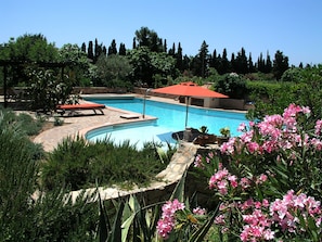 Una piscina al aire libre, una piscina climatizada