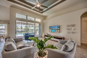 Smart TV, books, stereo, printers