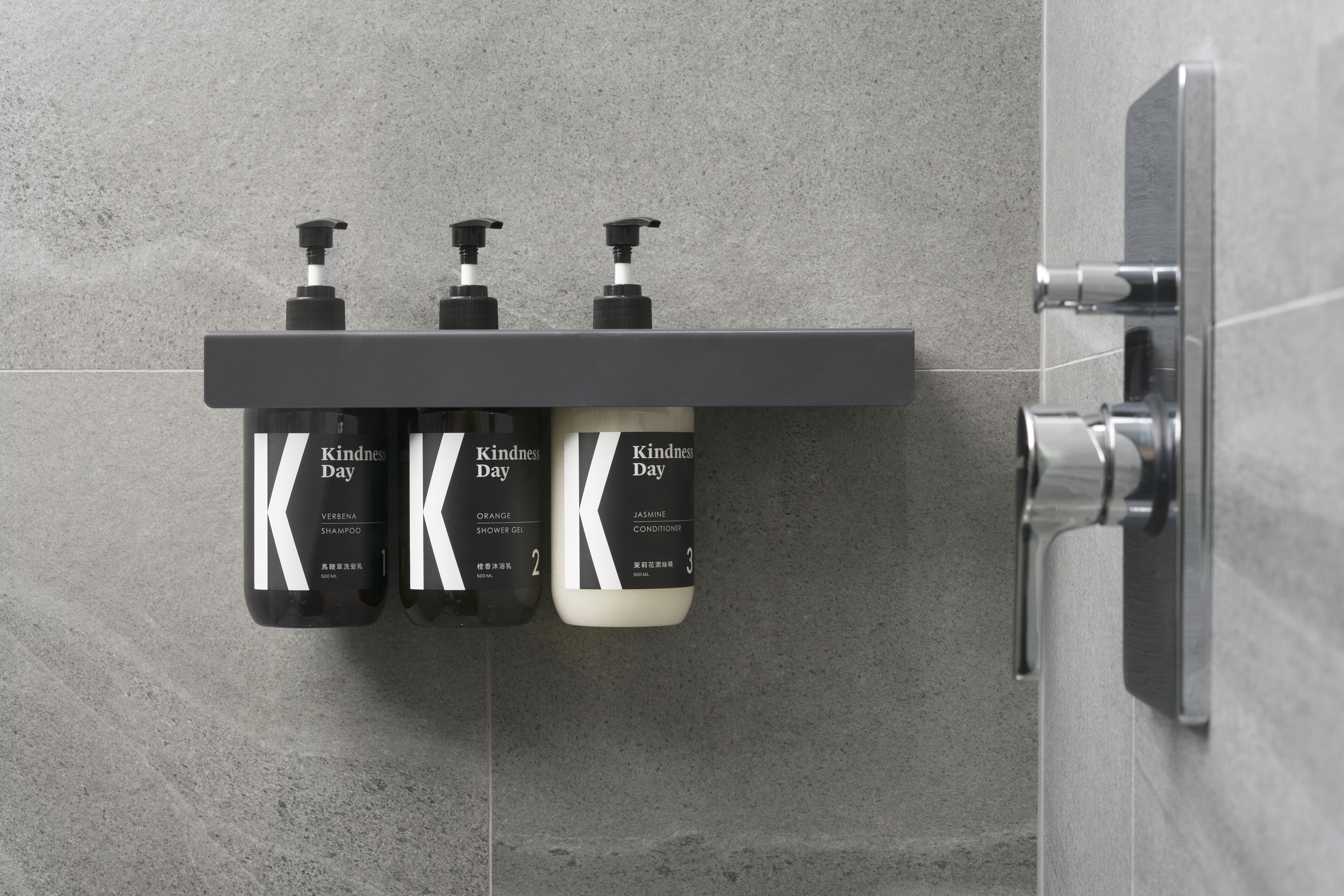 shower, rainfall showerhead, hair dryer, slippers