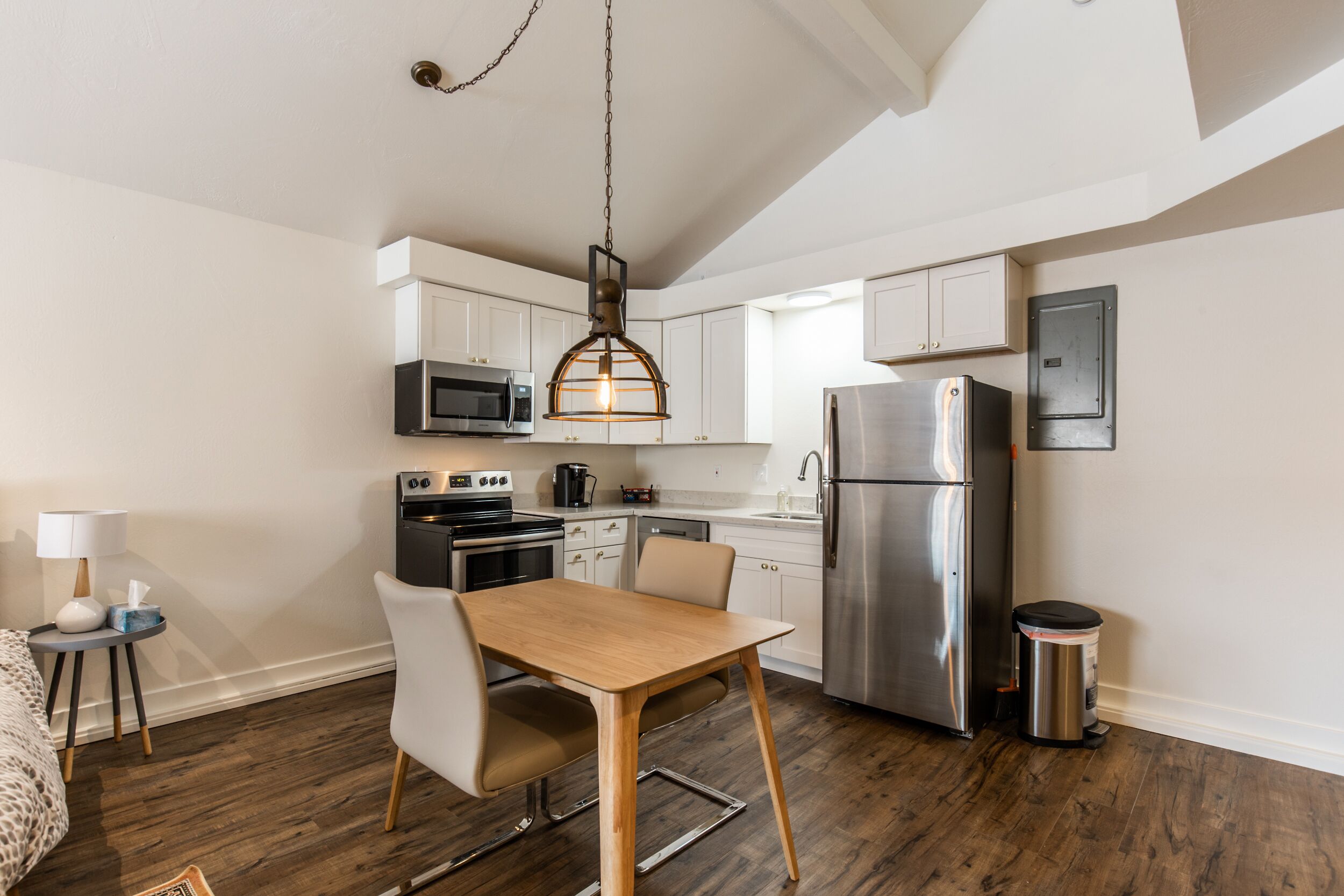 Fridge, microwave, oven, dishwasher