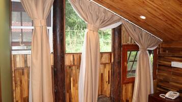 Premium bedding, memory-foam beds, blackout curtains, soundproofing