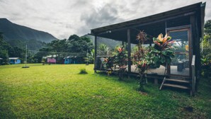 A modern building with a glass facade, surrounded by lush greenery and a mountainous backdrop. - T.R.E.E.S Research Center and Eco Lodge (Belmopan)