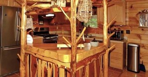 Cabin, 1 Bedroom | Private kitchen | Fridge, oven, coffee/tea maker