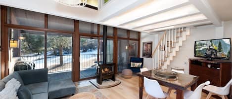 Smart TV, chimenea y reproductor de DVD