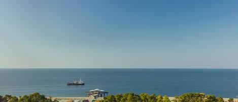 Ropa de cama hipoalergénica y caja de seguridad en la habitación