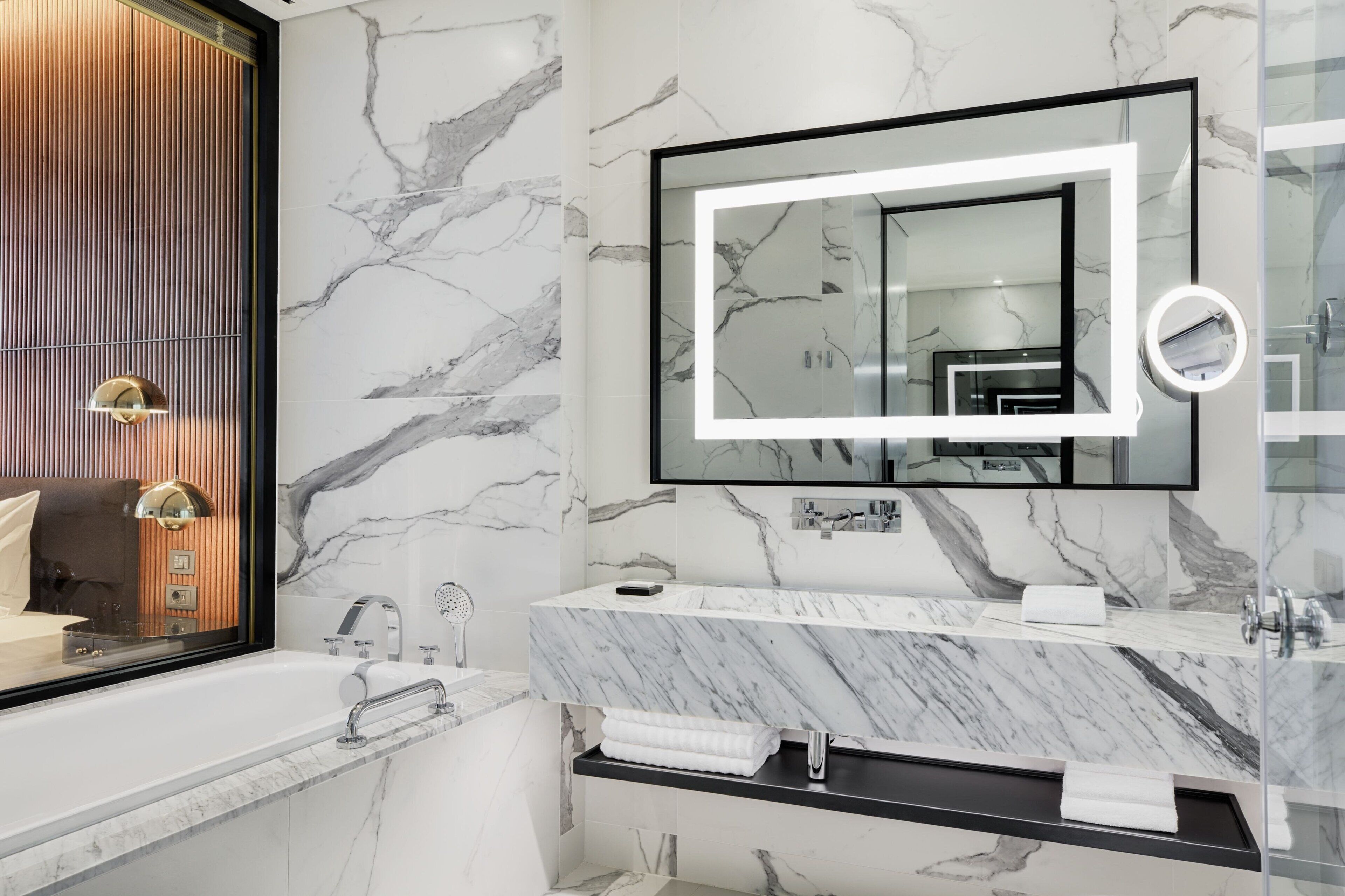 separate bathtub and shower