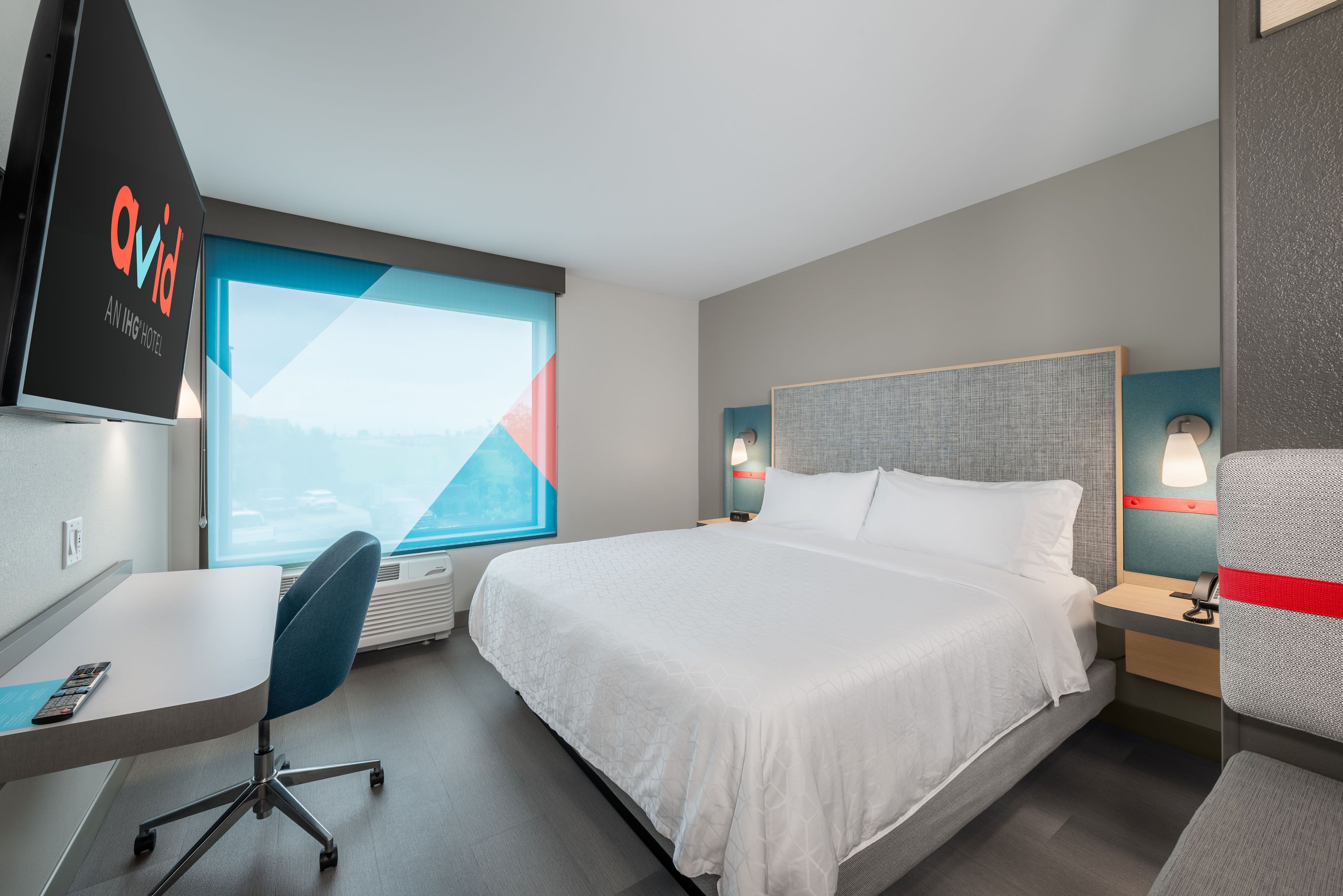 Desk, laptop workspace, blackout drapes, soundproofing