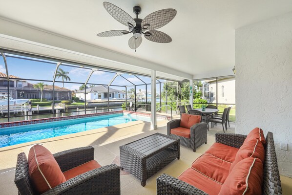 House, Multiple Beds (Quiet waterfront home with pool, dock) | Pool | A heated pool