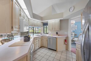 House, Multiple Beds (Quiet waterfront home with pool, dock) | Private kitchen | Fridge, microwave, oven, stovetop