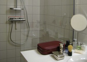 Ducha, secador de pelo, toallas, papel higiénico