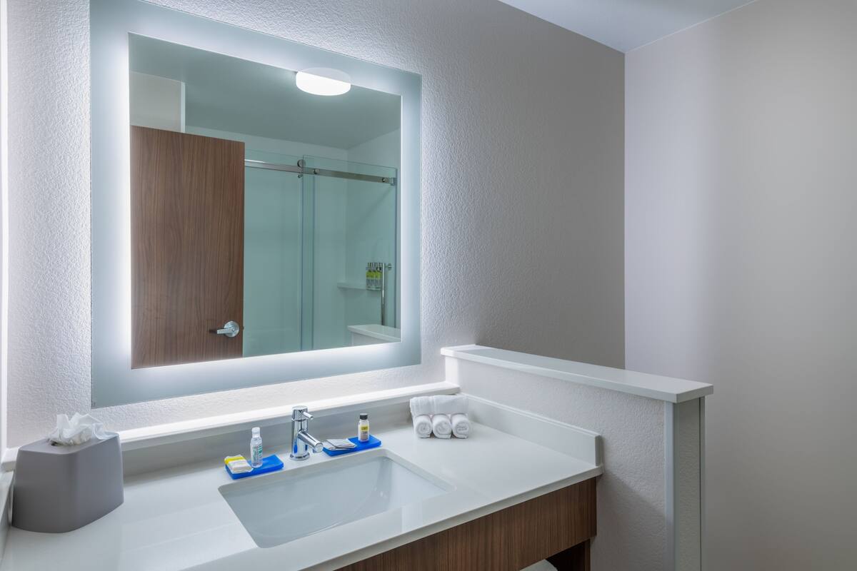 shower, hair dryer, soap, shampoo